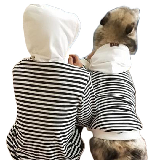 Striped owner-pet matching hoodie