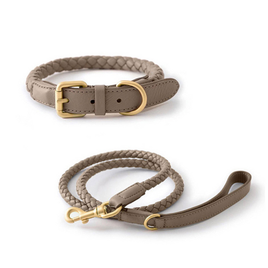 Braided leather dog collars and leashes best sale